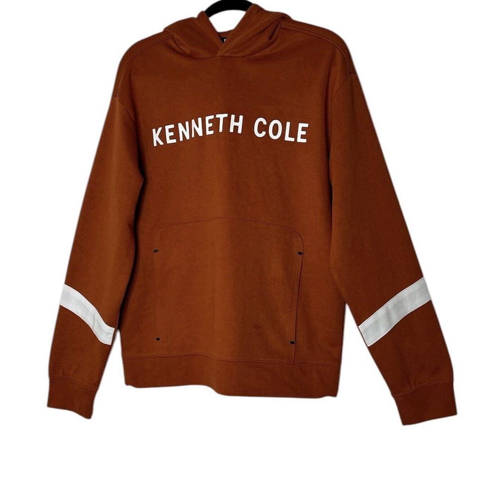 Kenneth Cole Pullover Hoodie Men Large Techni-Cole Burnt Orange Active Outdoor‎